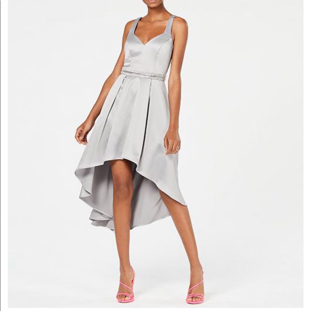 Silver hi low sequin hearts dress